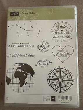 Stampin' Up! Going Global Clear Stamp Set - Black and Olive Green Accents